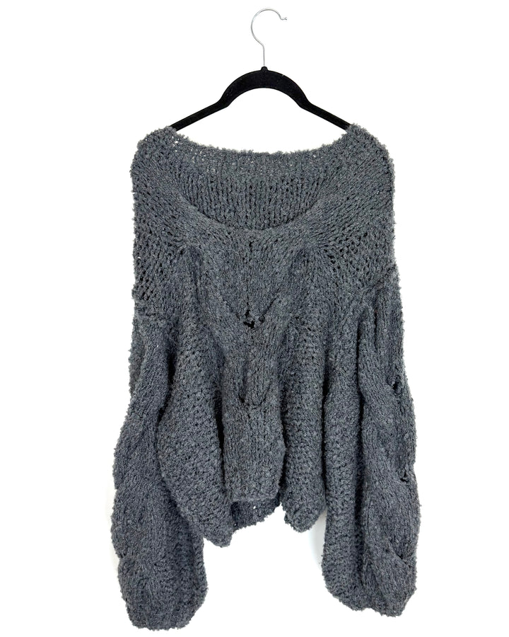 Dark Gray Open Knit Sweater - Size 6/8