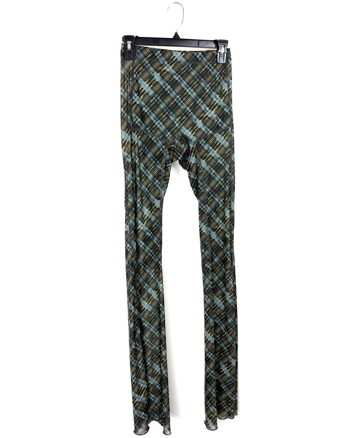 Knwls Blue and Yellow Bleached Plaid Pants - Size Medium