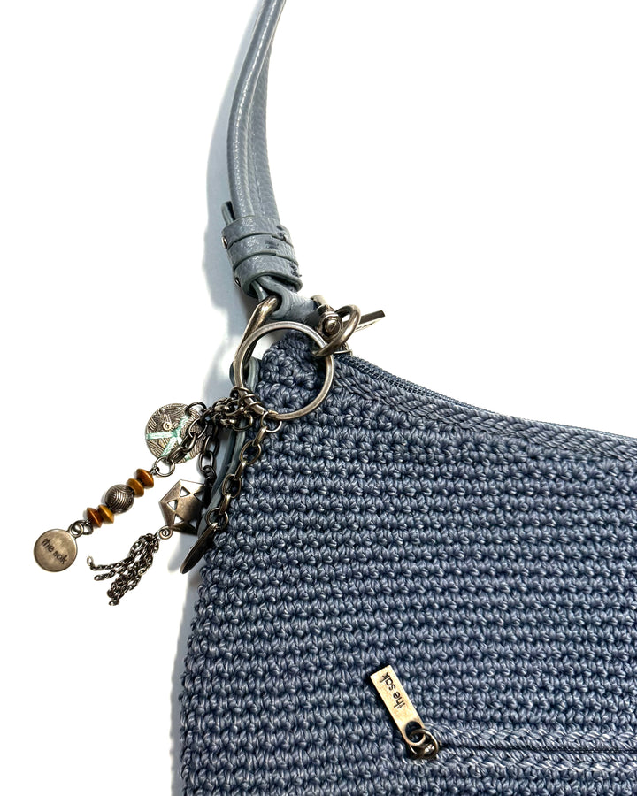 Slate Blue Crochet Tote Handbag