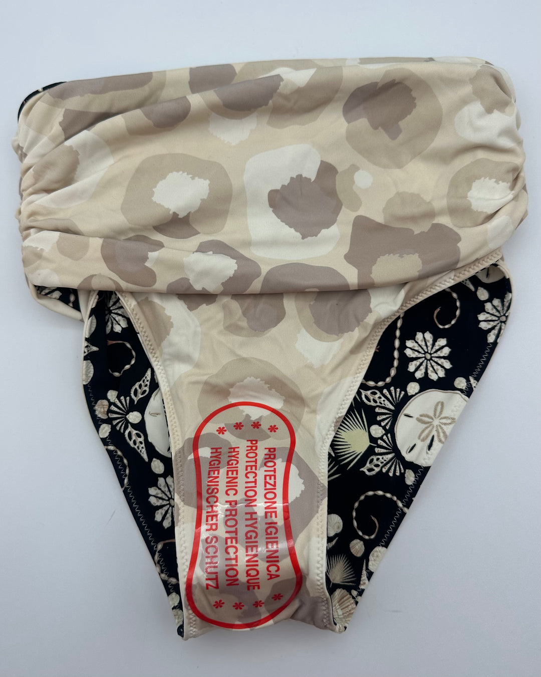 Black Seashell Print Reversible Swim Bottom - Extra Small and Extra Large