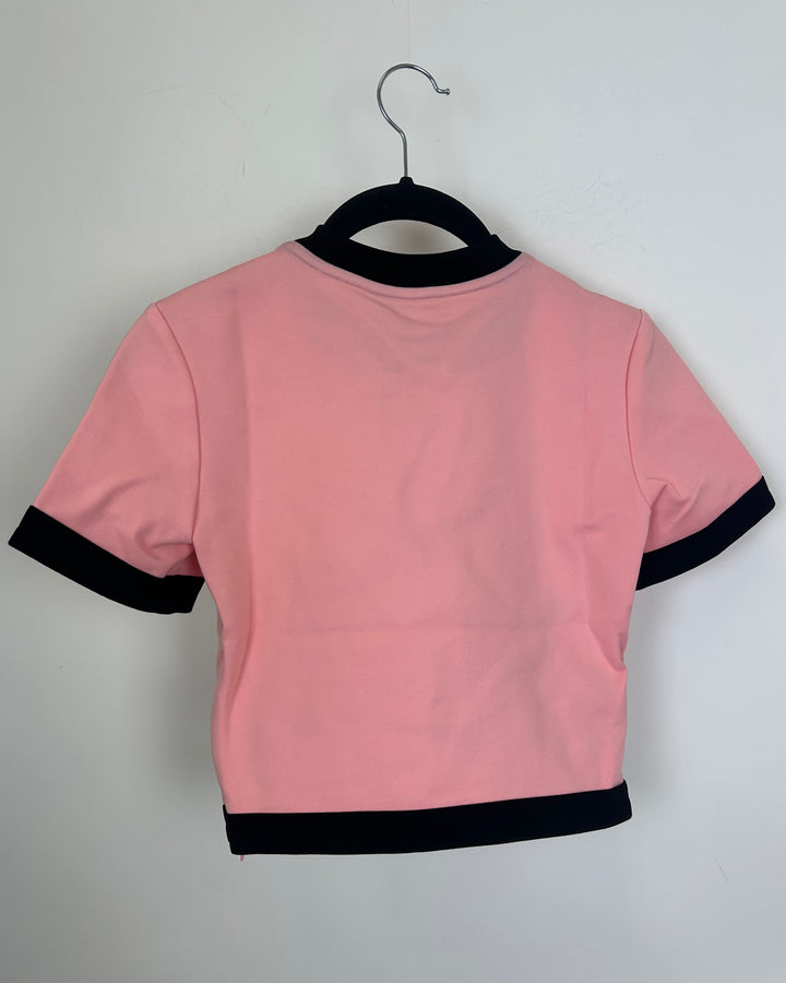Pale Pink Color Block Gem Stone Bustier T-Shirt - Size 00/0