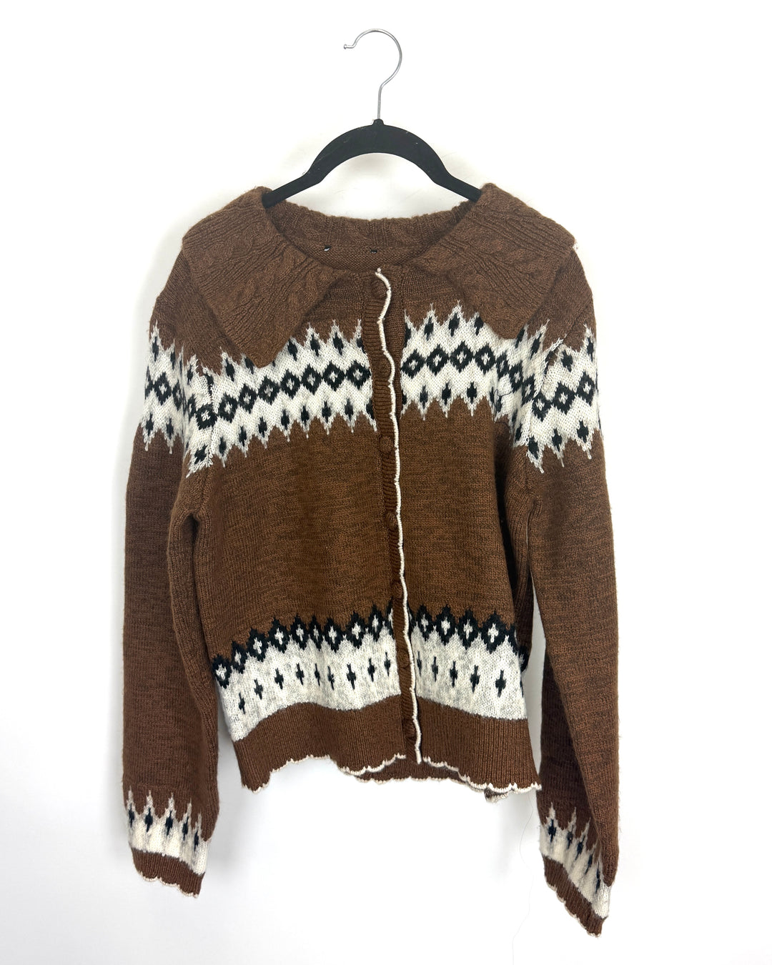 Abstract Brown Patterned Cardigan - Size 6/8