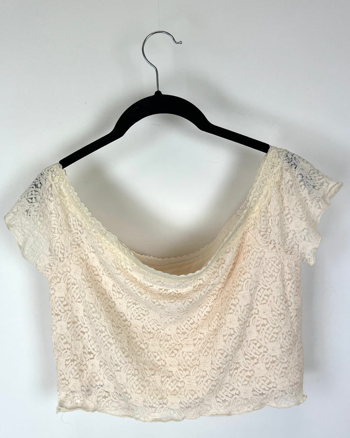 Off The Shoulder Lace Crop Top - Size 4/6