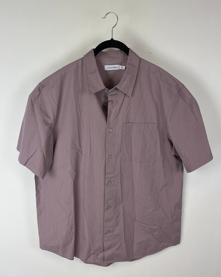 MENS Pale Purple Short Sleeve Button Down Shirt - Medium