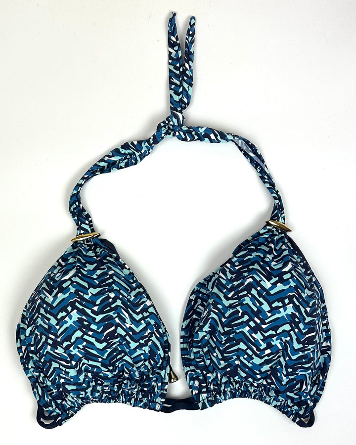 Shades of Blue Double String Multi Wear Bikini Top - Large