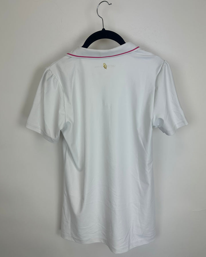 White and Dark Pink Athletic Top - Size 0/2 and 2/4