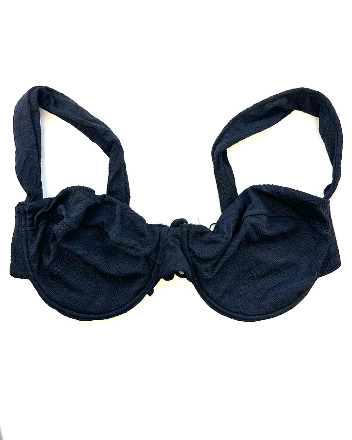 Black Embossed Underwire Bikini Top - Extra Large