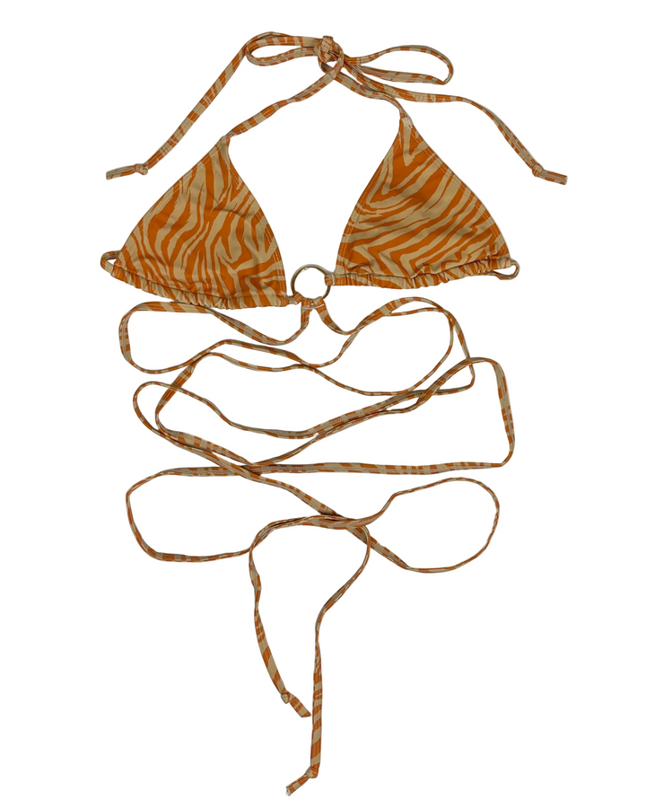 Orange Animal Print Strappy Bikini Top - XS, S, M, L, XL