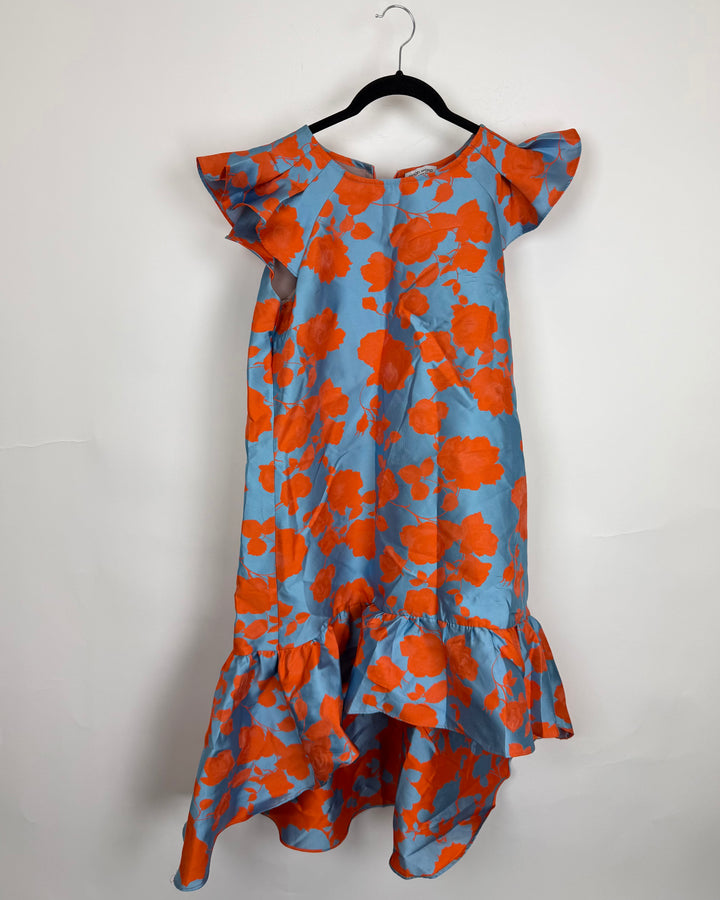 Asymmetrical Orange & Blue Dress - Size 2/4