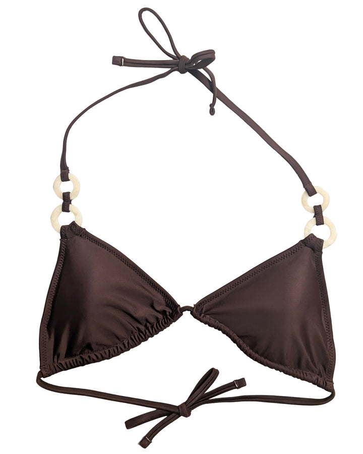 Aerie Brown Bikini Top With White Ring Details - Small