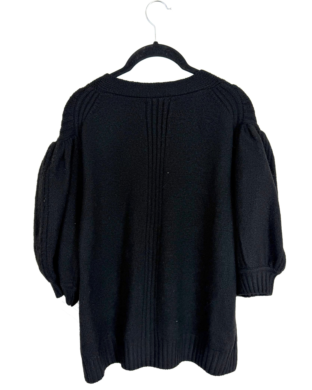 Midnight Black Puff Shoulder Top - Size 16W-18W