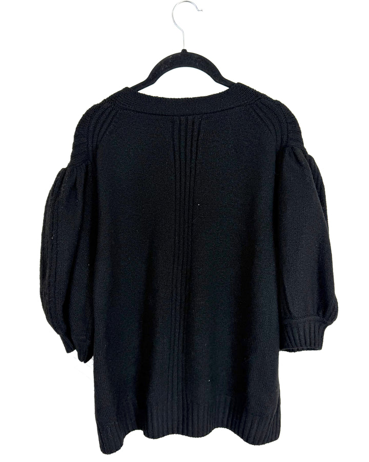Midnight Black Puff Shoulder Top - Size 16W-18W