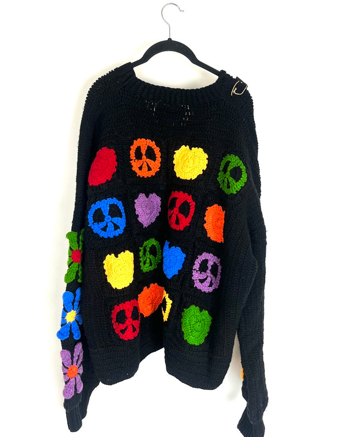Black Crochet Cardigan - Size 12/14