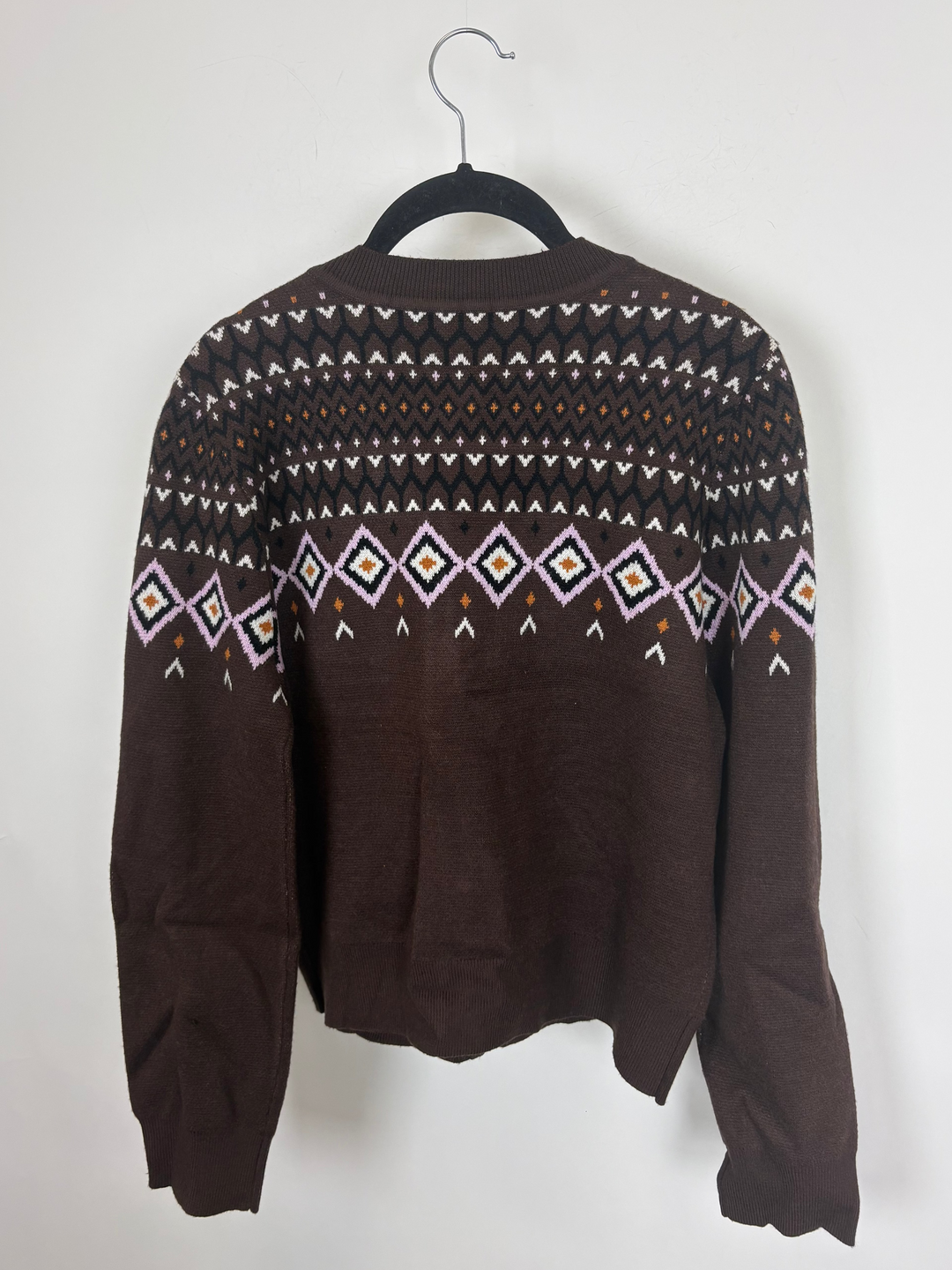 Brown Abstract Print Long Sleeve Sweater - Size 6/8