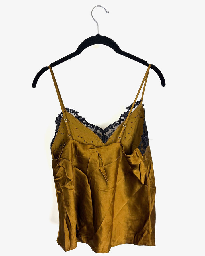 Yellow Top With Black Lace Neckline - Size 2/4