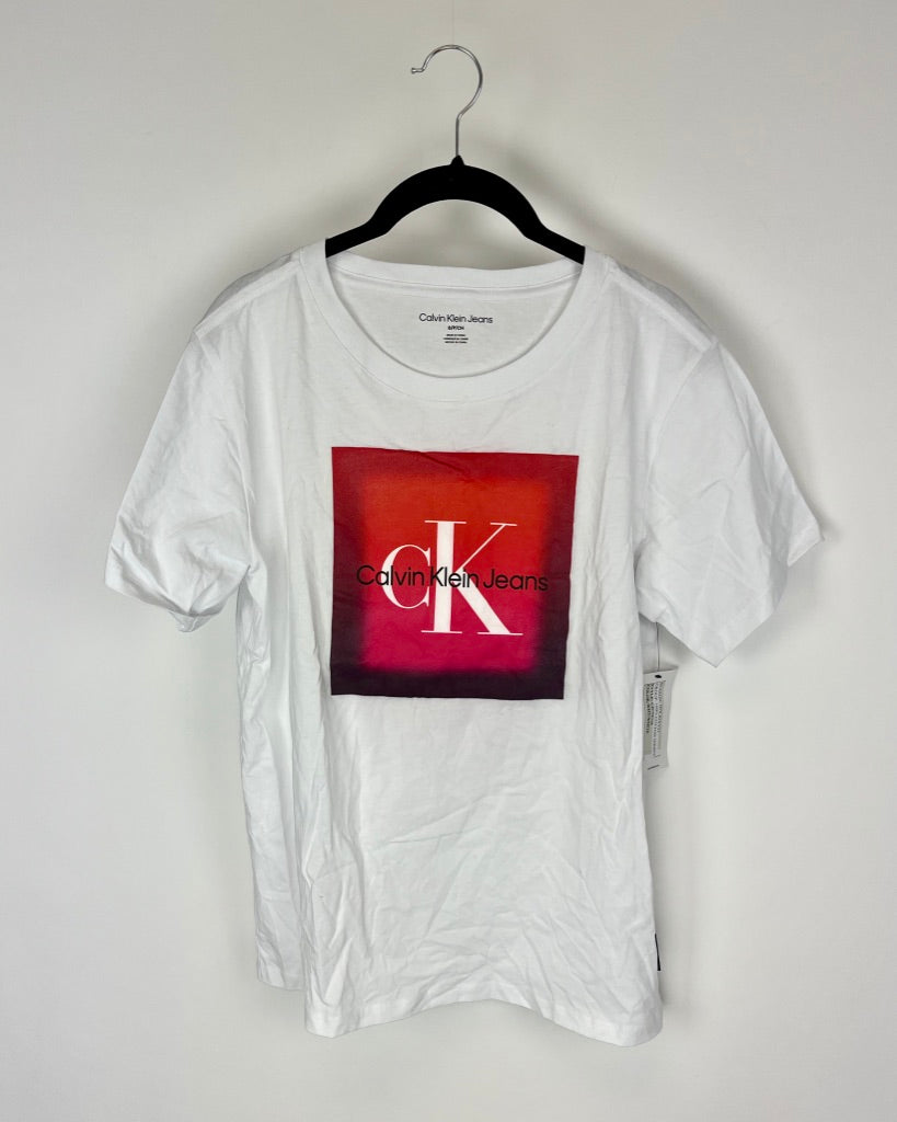 White and Red Graphic Tshirt - Small