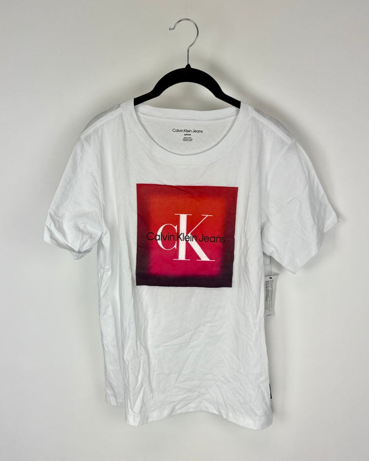 White and Red Graphic Tshirt - Small