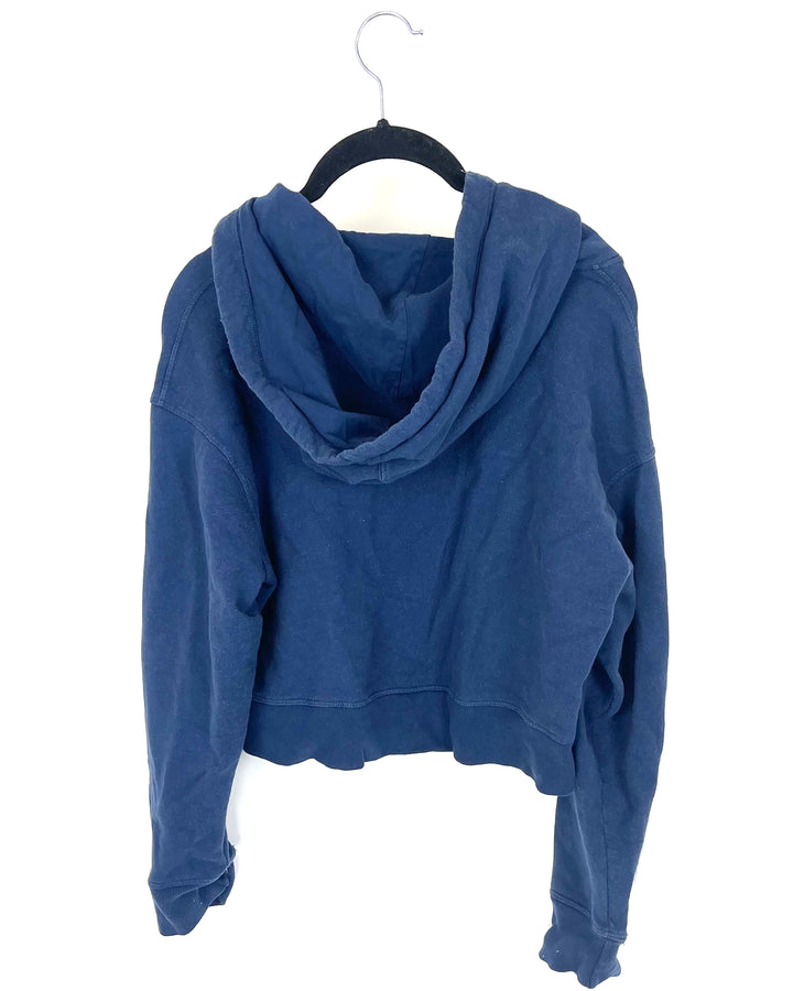 Blue Cropped Zip-Up Hoodie - Small