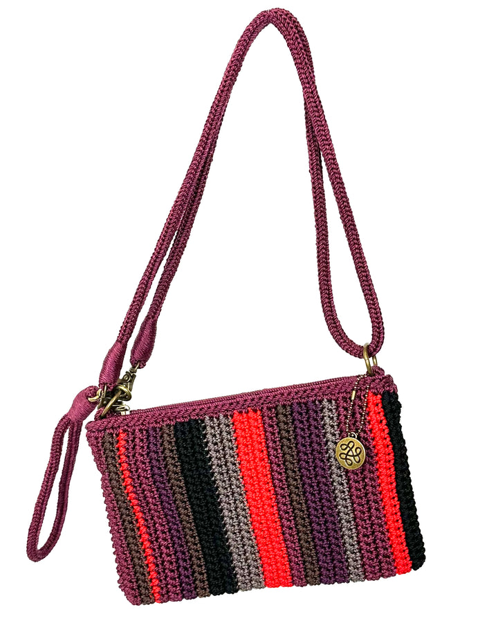 Burgundy Multicolor Crochet Crossbody / Wristlet