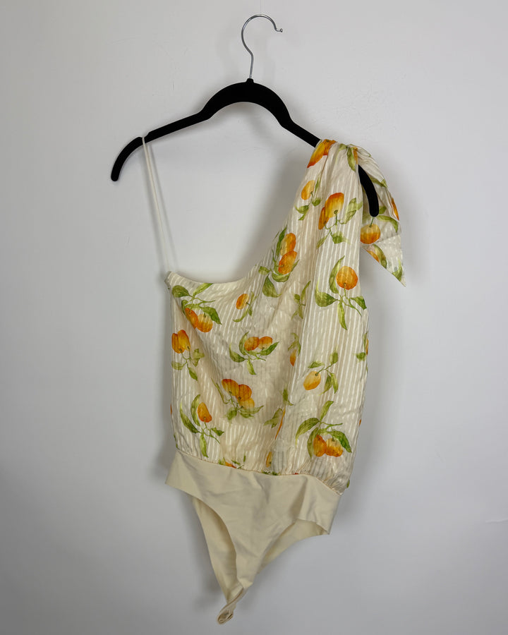 Cream and Fruit Pattern Bodysuit - Size 0