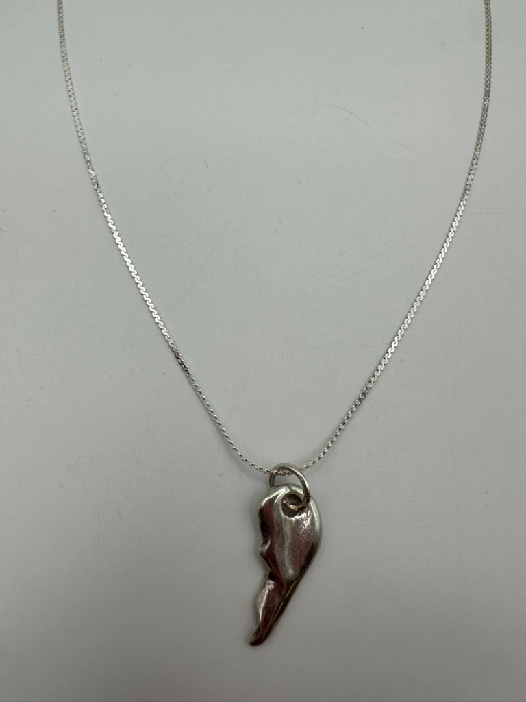 Silver Half Broken Heart Necklace
