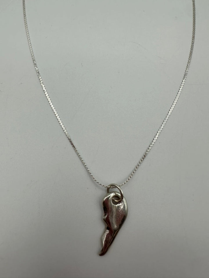 Silver Half Broken Heart Necklace