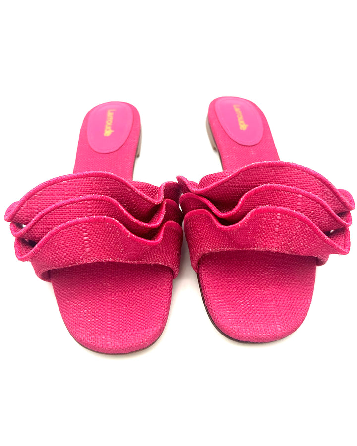 Pink Raffia Ruffle Sandal - Size 6.5