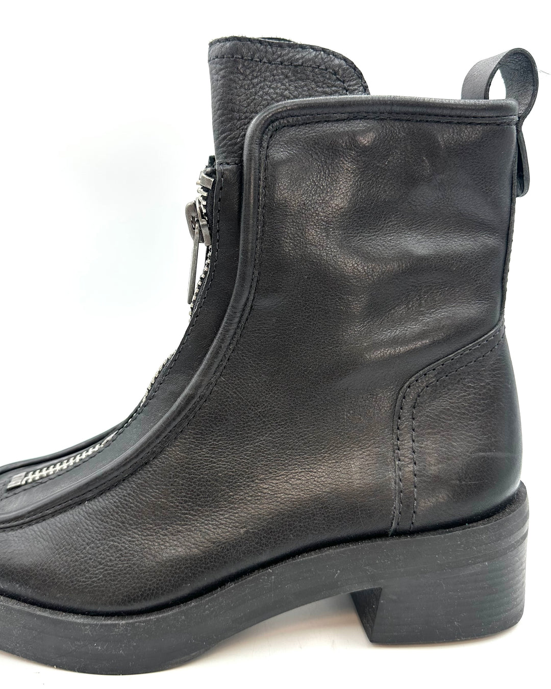 Black Structured Zipper Boots - Size 8