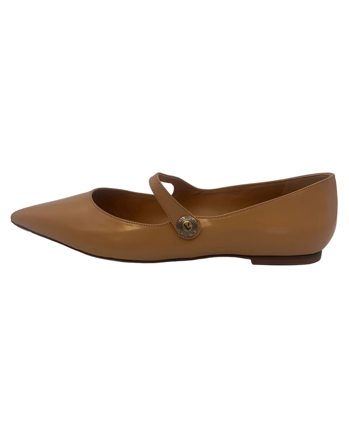 Nude Pointed Toe Leather Flat - Size 11