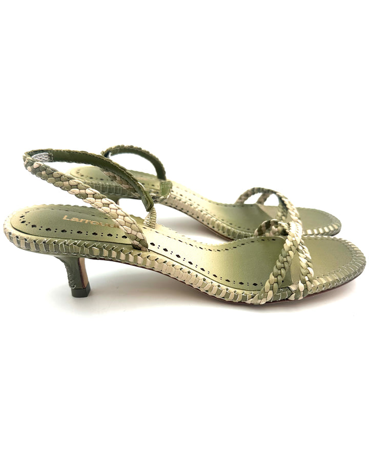 Green Strappy Kitten Heel - Size 6.5