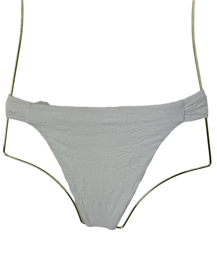 White Embossed Knotted Cheeky Bikini Bottom - M, L, XL, XXL