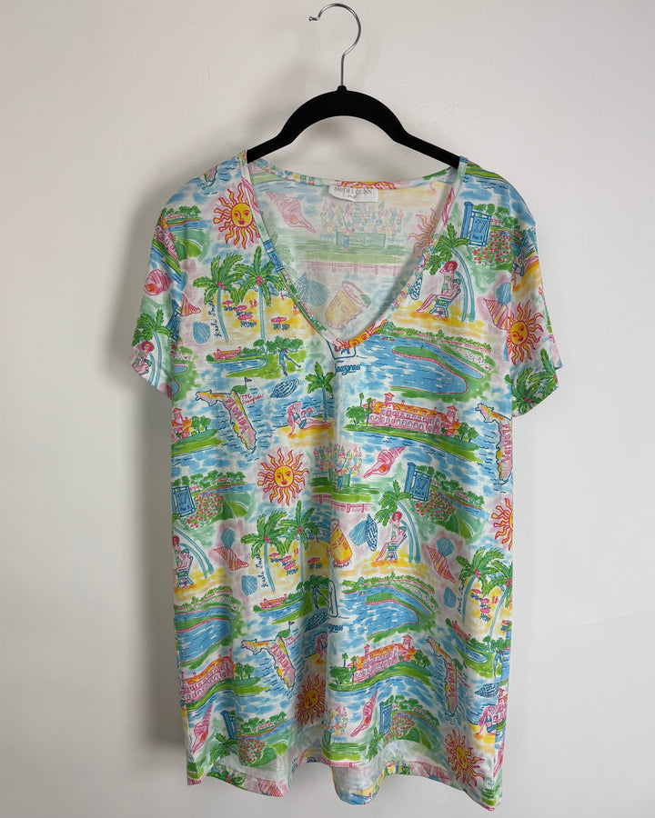 Bright Tropical Golf Print T-Shirt - Size 4/6