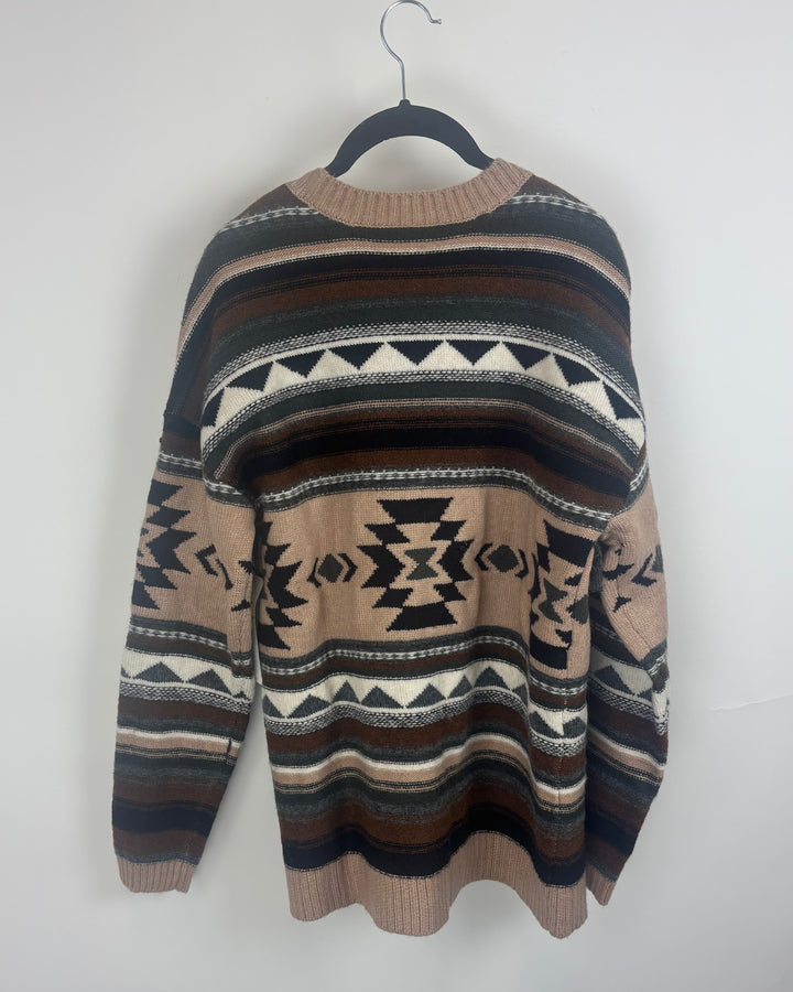 Brown Abstract Cardigan - Medium