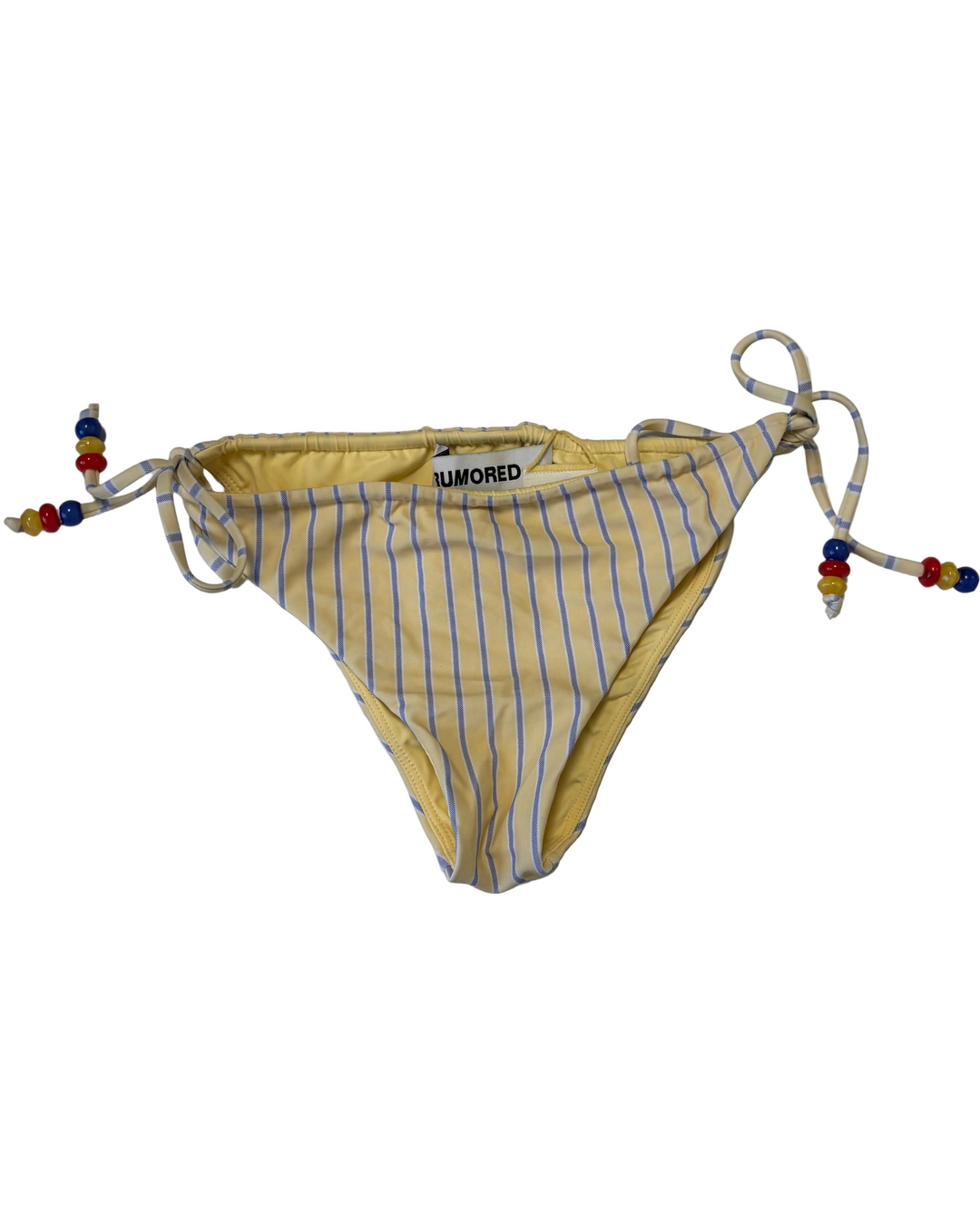 Yellow and blue striped tie bikini bottoms - XS