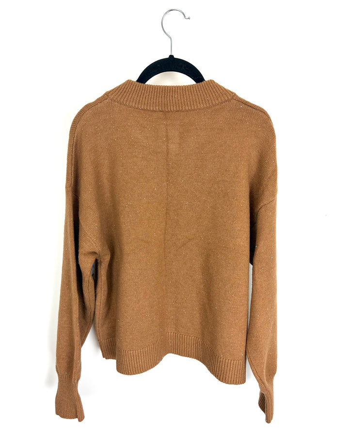 Brown Knit Long Sleeve Sweater - Size 8/10