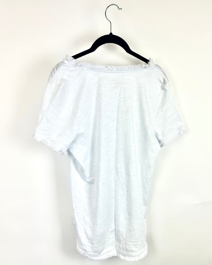 Frayed Edge White Beach Tee- Size 6