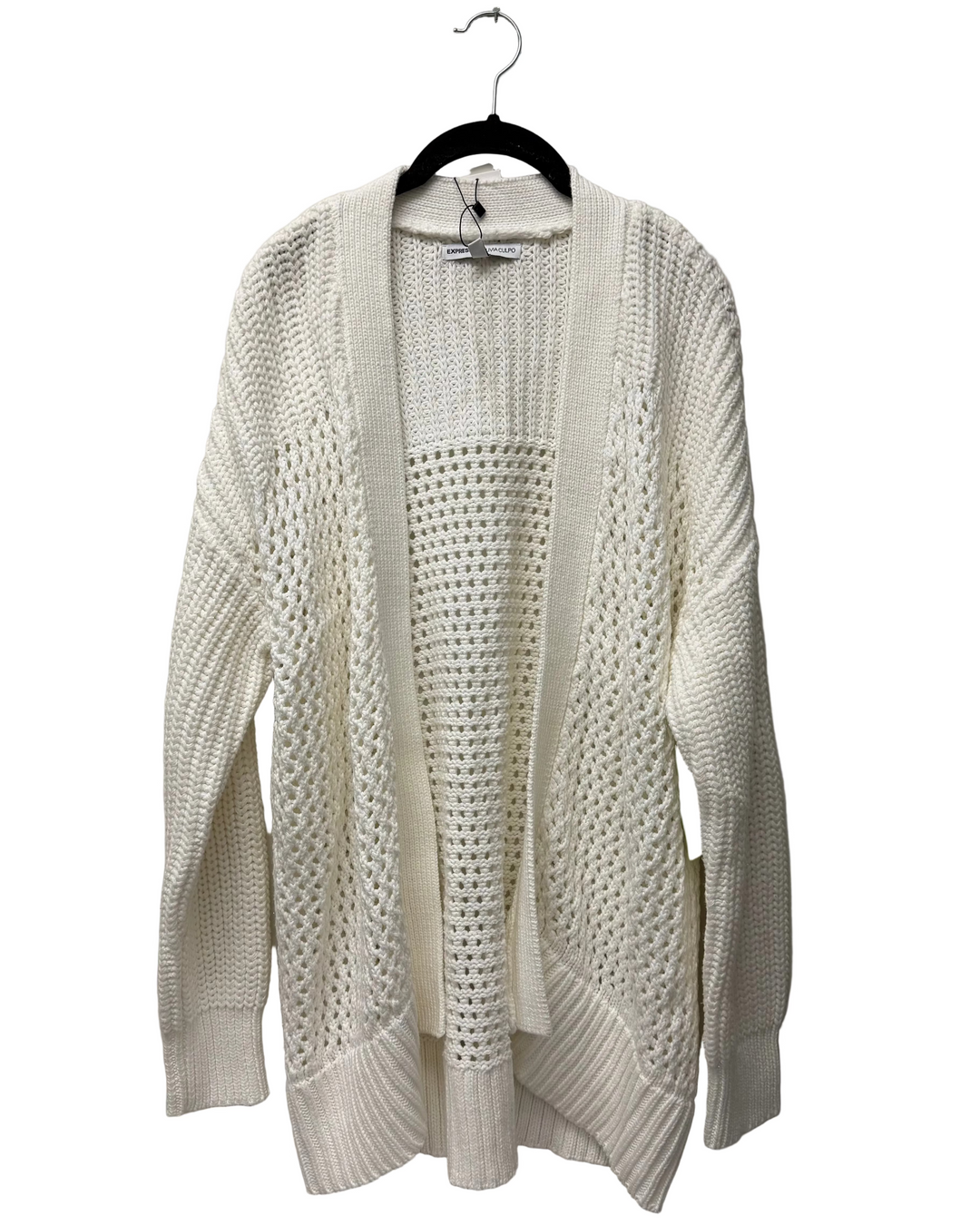 White Open Knit Cardigan - 6/8