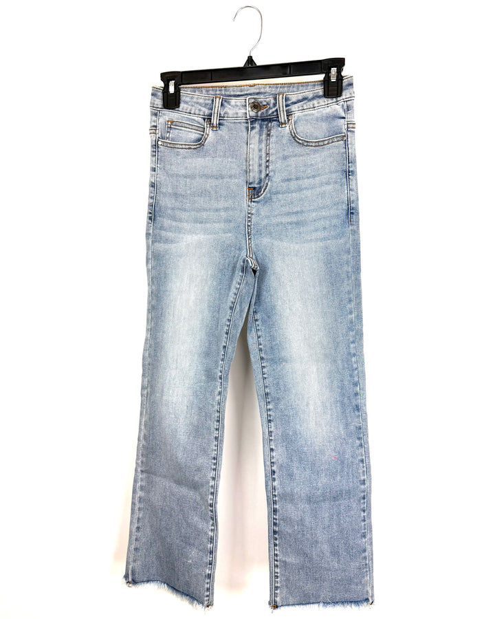 Frayed Dusty Blue Jeans - Size 2