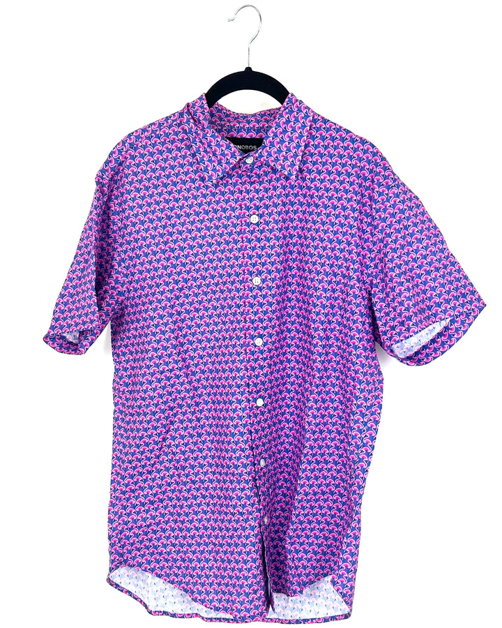 MENS Flamingo Patterned Button-Up - Medium