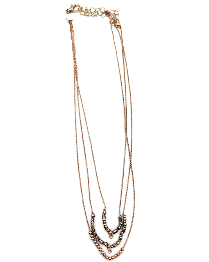 3 Layered Rose Gold Beaded Necklace