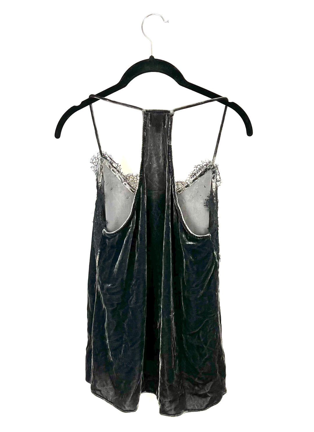 Grey Velvet Spaghetti Strap Camisole - Size 4