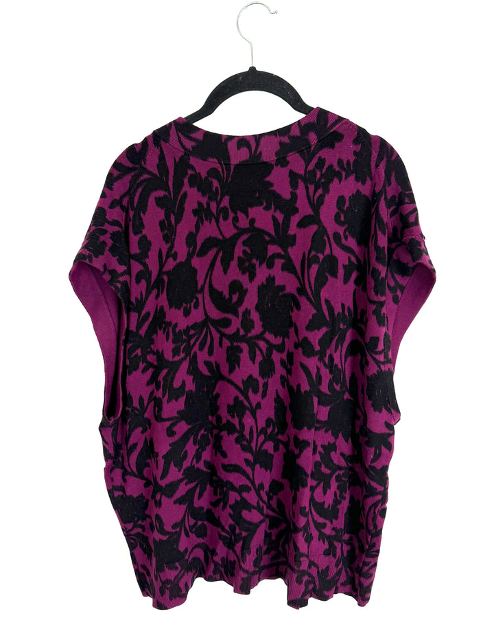 Dark Purple & Black Knit Vest  - Size 18/20