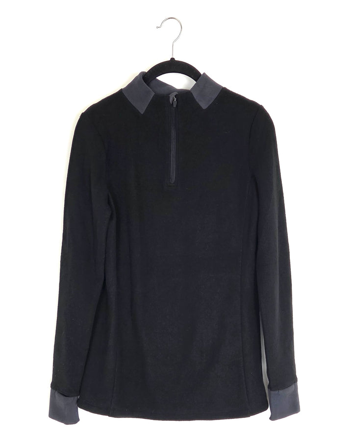 Black and Gray Fleece Top - Size 0/2