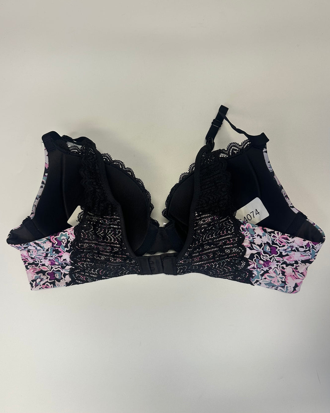 Black & Purple Floral Bra - 34B