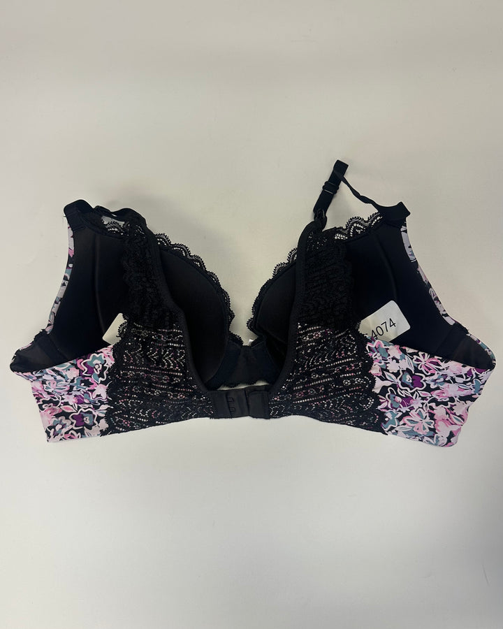 Black & Purple Floral Bra - 34B