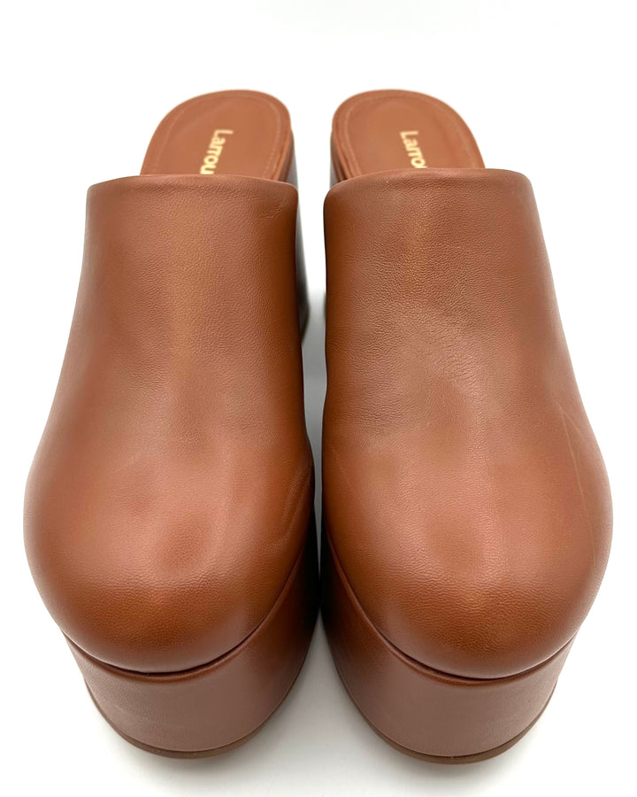 Tan Leather Platform Clog - Size 5.5 and 8.5