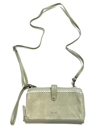 Sage Green Leather & Suede Wallet/Wristlet/Crossbody Bag