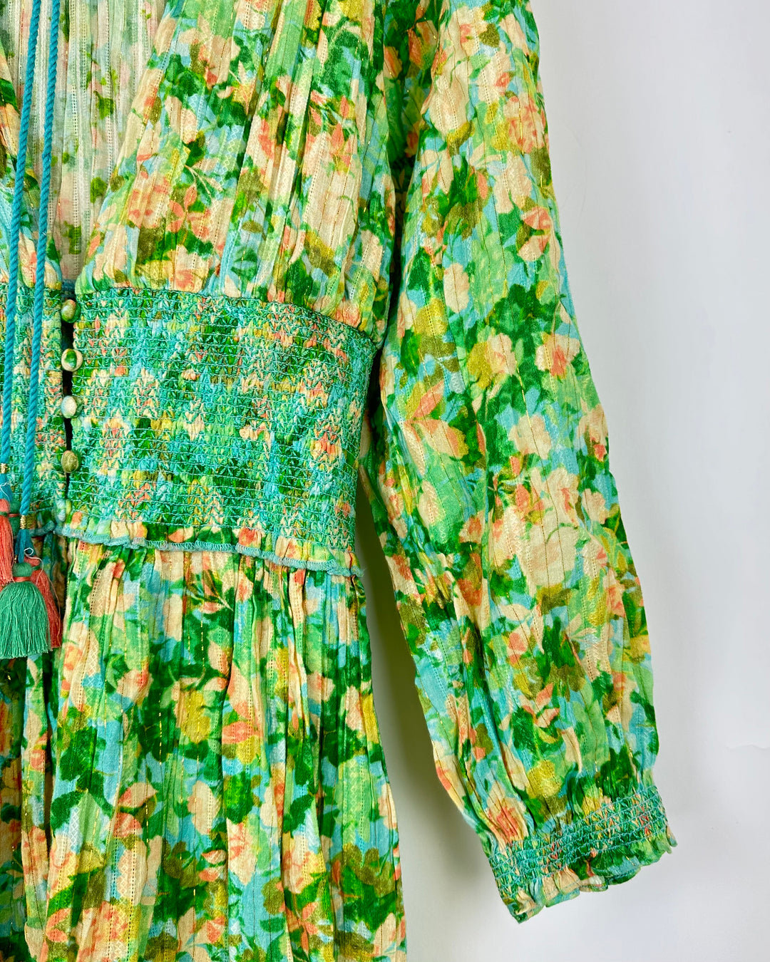 Green Floral V-Neck Dress - Small
