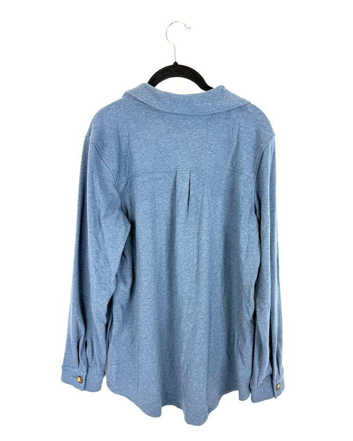Stone Blue Button Up Long Sleeve Top - Size 6/8