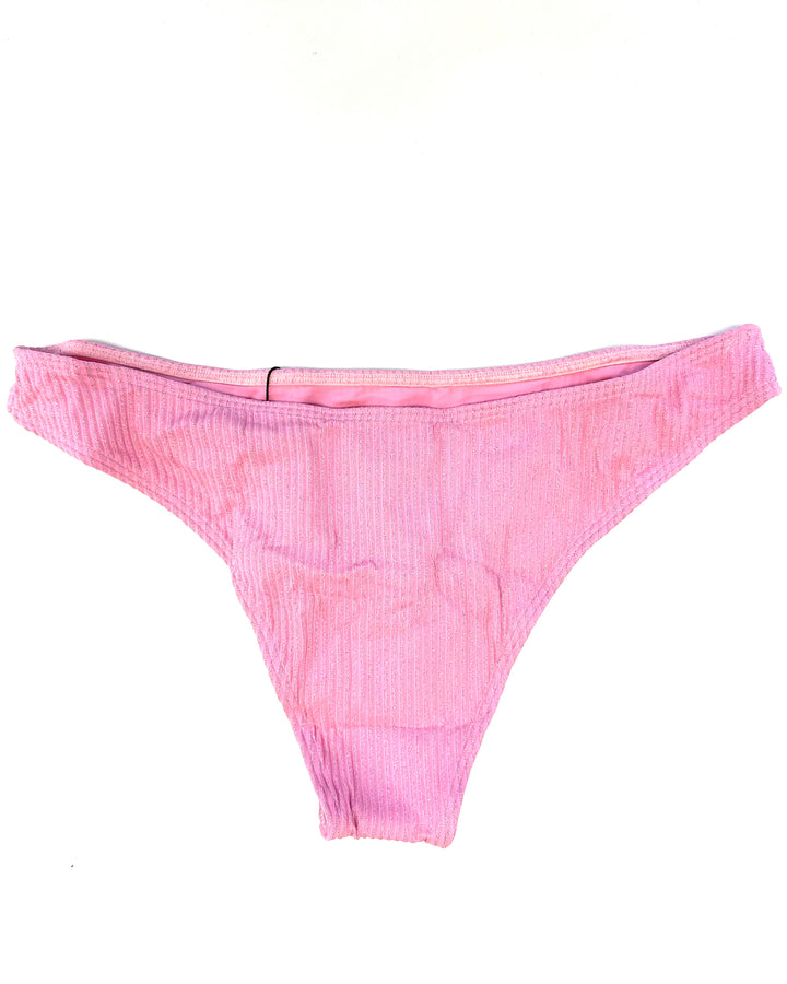 Pink Metallic Mid Rise Bikini Bottom - M, L, XL, XXL